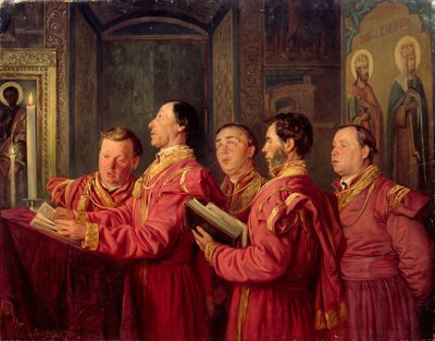 Chorsänger in der Kirche, 1870 von Vladimir Egorovic Makovsky